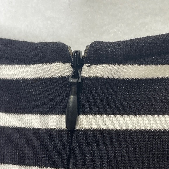 Peter Som Striped Fit and Flare Dress Black White Large - Picture 6 of 7